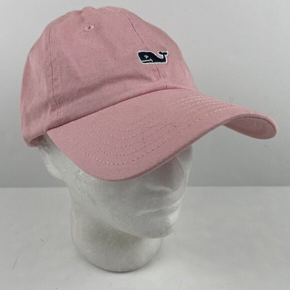 Vineyard Vines Pink Strapback Hat Adjustable Navy Whale Logo Cotton - Picture 1 of 8